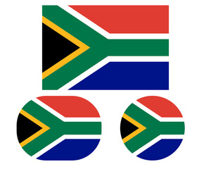 Flag in a rectangular square and circle, isolated png background. Flag of South Africa