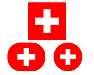 Obraz premium Flag in a rectangular square and circle, isolated png background. Flag of Switzerland