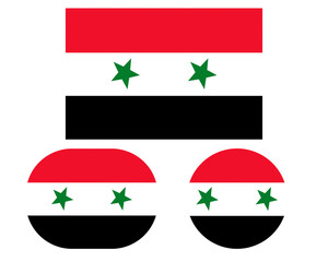 Flag in a rectangular square and circle, isolated png background. Flag of Syria