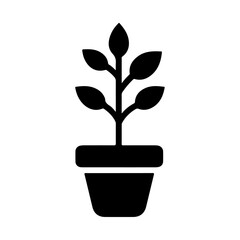 Plant in a pot sign vector silhouette, white background