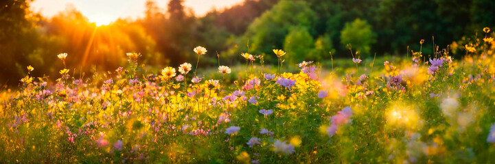 Fototapeta premium summer flowers in the meadow. Selective focus.