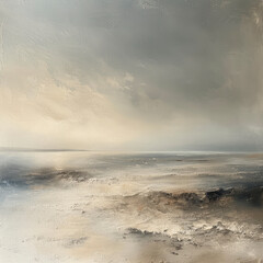 An impressionist watercolour painting of a dramatic coastline with a cloudy sky