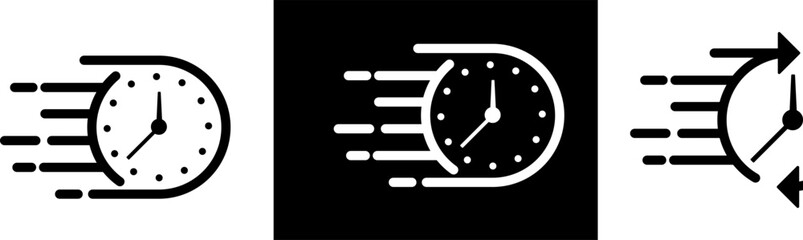 Quick time or deadline icon set in line style, Timers, Express service, Countdown timer, and stopwatch flat style simple black symbol signs for apps. Vector Illustration
