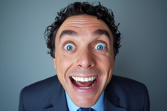 Close-Up of a Man with a Surprised Expression