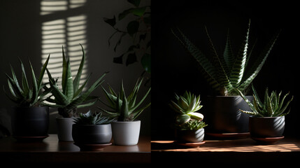Aloe Vera wonderland featuring dramatic lighting and shadows.