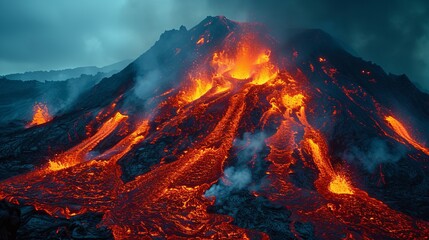 Fiery Eruption of Mount Fuji