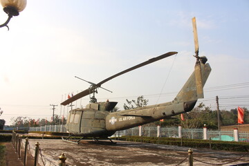 Military Vehicles in museum, military helicopter 