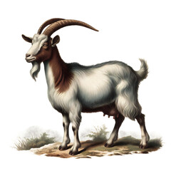 Vintage Lithography Illustration of Domestic Goat