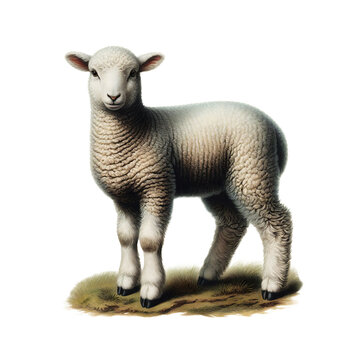 Vintage Lithography Illustration of Domestic Lamb