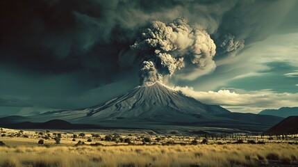 Popocatépetl volcano erupting with massive ash cloud - obrazy, fototapety, plakaty