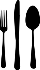 Fork knife spoon tableware Cutlery set icon isolated on white background