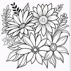 Luxury floral coloring book pages line art sketch
