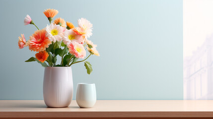 a vase of flowers on a table in a room