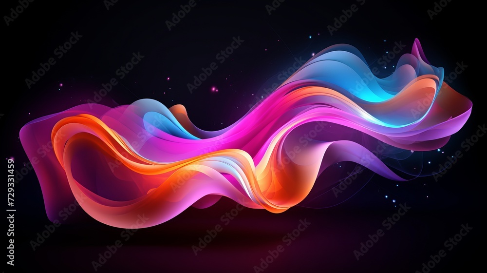 Poster colorful motion elements with neon led illumination. abstract futuristic background