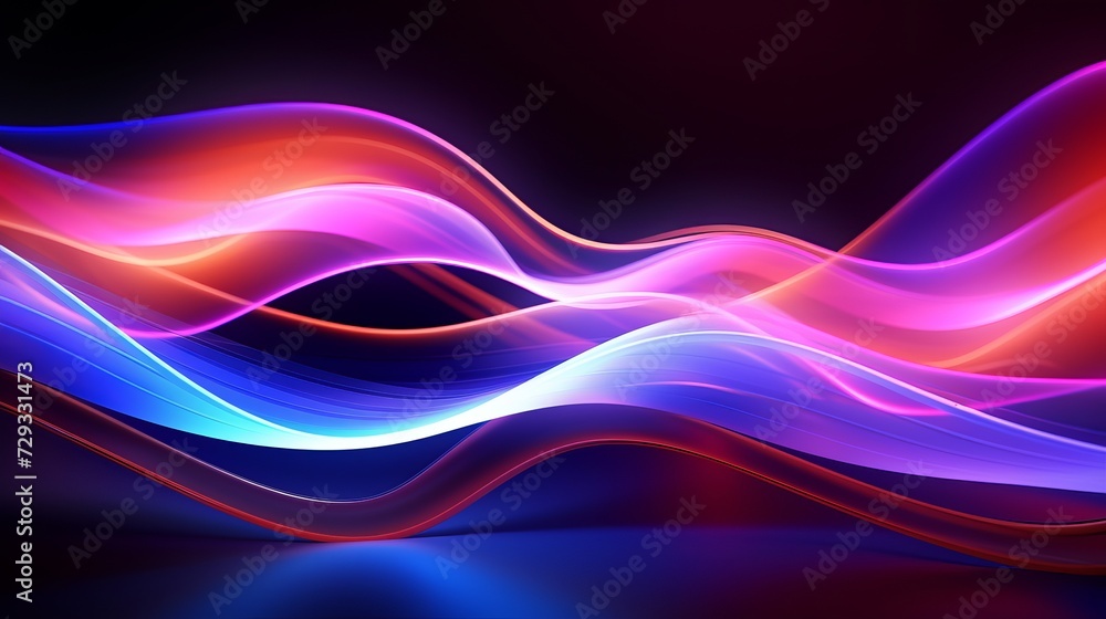 Poster colorful motion elements with neon led illumination. abstract futuristic background