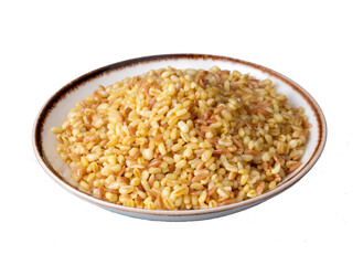 Traditional delicious Turkish food, bulgur pilaf with vermicelli (Turkish name; arpa sehriyeli bulgur pilavi)
