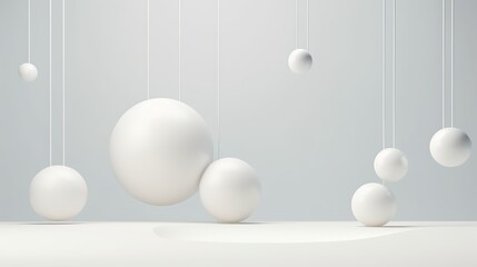 Floating spheres 3d rendering empty space for product show