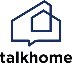 Home Real Estate with Bubble Chat for Buy Sell House logo design