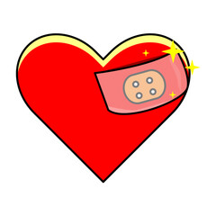 vector design of a wounded heart covered in wound plaster