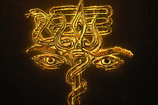 Shiv Eye symbolizes his spiritual insight and consciousness, the Trishul represents his role as a destroyer of evil, and the Snake symbolizes his mastery over primal energies and his connection with t