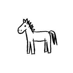 Ugly Horse, in the style of childish hand drawn drawing