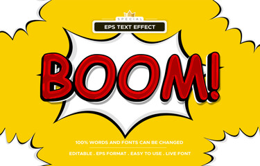 Boom cartoon comic style modern text effect editable