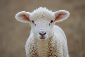 Obraz premium Serenity And Purity Captured: Perfectly Symmetrical Photo Of A Heavenly Lamb, Peacefully Radiating
