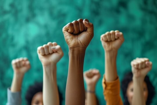 A diverse group of people unites in a powerful protest for freedom and justice.