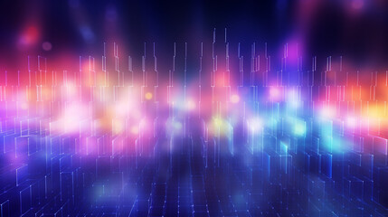 Cyberpunk mesh gradient neon, out of focus with complete gausian blur. Bokeh background.