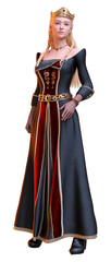 3D Rendering Fairy Tale Princess on White