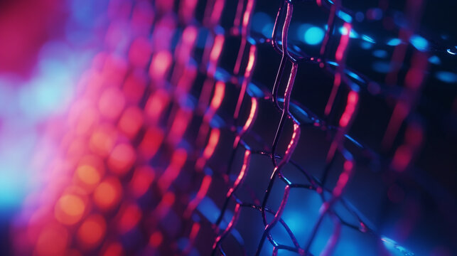 Cyberpunk mesh gradient neon, out of focus with complete gausian blur. Bokeh background.