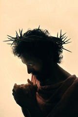 Jesus Christ Portrait with crown of thorns - 729337675