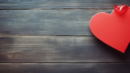 Card for Valentines day, red toy heart and a cup of coffee on a dark wood background. toning. selective Focus