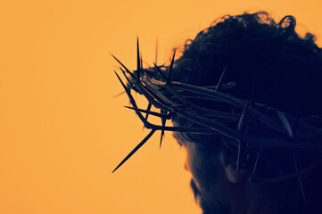 Jesus Christ Portrait with crown of thorns - 729337691