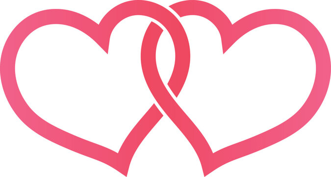 Double Heart Vector, Two Hearts Art Love Icons and Graphics For Valentine