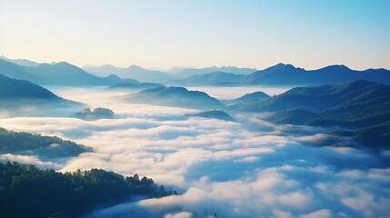 Mountains under mist in the morning Amazing nature scenery  from Country Tourism and travel concept image, Fresh and relax type nature image