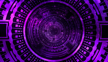 Obraz premium Futuristic neon background. Circle abstract tunnel.