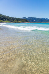 Landscape of the beautiful Aventureiro beach, one of the most beautiful beaches in the world and one of Brazil's postcards.