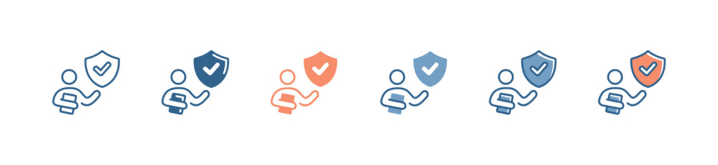 people holding a shield insurance icon set with checkmark guard life insurance vector illustration for web and app design © elmantastic