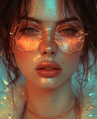 Portrait of a beautiful girl with glasses
