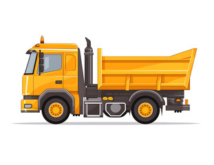 Yellow dump truck isolated on white background.