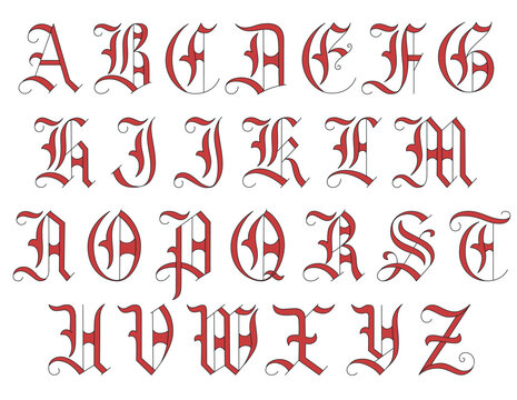 Gothic Capital Letters Monogram Alphabet