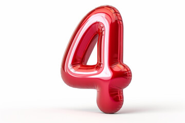 Realistic inflated font 3D render - number "4". 