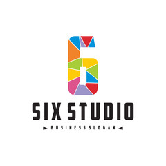 Six 6 Number Studio Colorful Logo