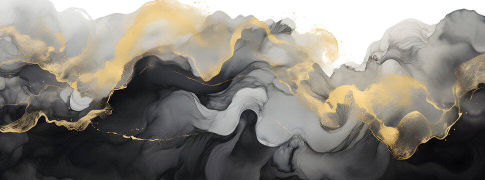 bacl and gold marmer on a white background