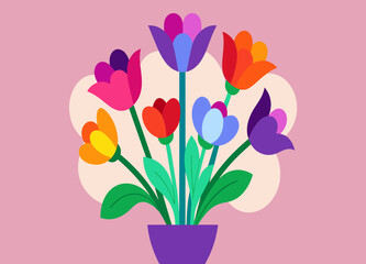 A bouquet of mixed flowers with vibrant colors. vektor illustation