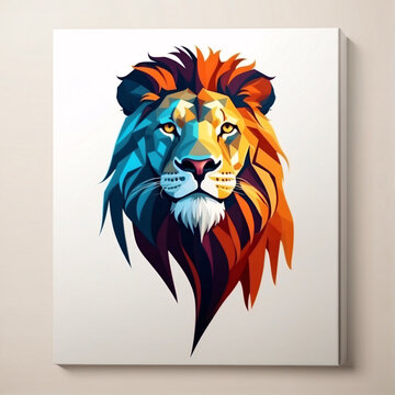 A painting of a lion hanging on the wall