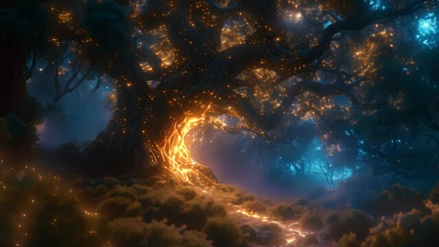 Twilight's Embrace: Portal Amongst the Trees. Generative ai