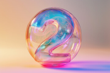 Soap bubble number "2" - 3d transparent digit.