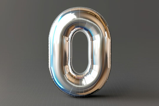 Realistic inflated font 3D render - number "0". 